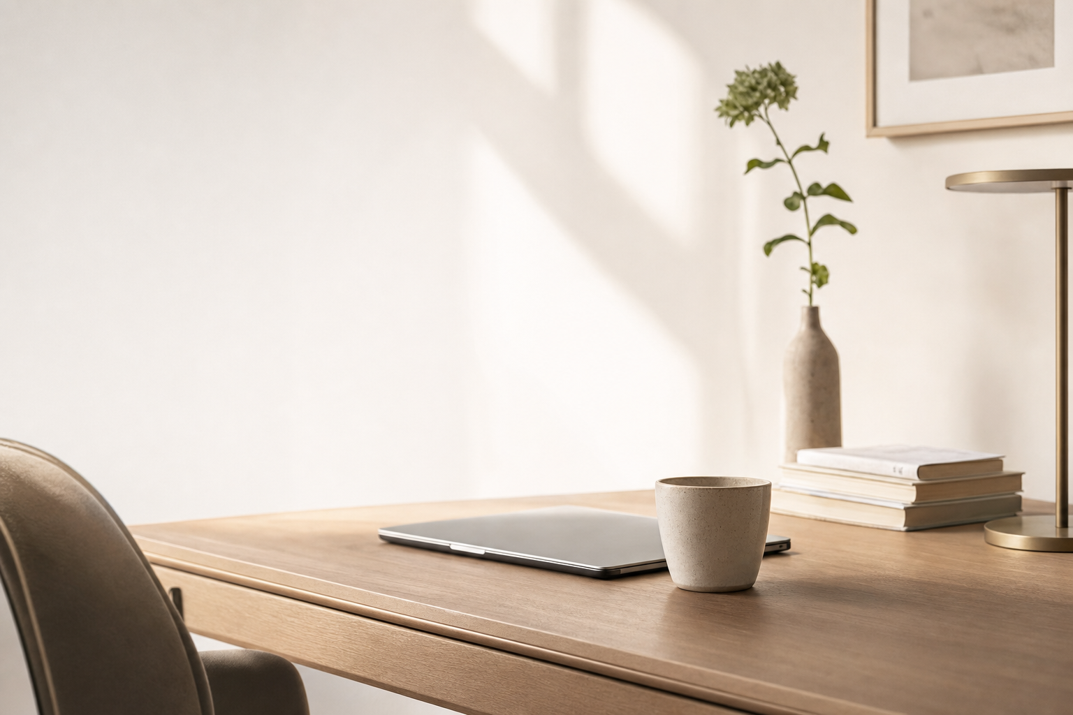 A calm, uncluttered workspace